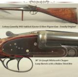 LEBEAU COURALLY 12- 1932 SIDELOCK EJECT- 30" WHITWORTH CHOPPER LUMP Bbls.- TOTALLY ORIG. AFTER 89 YEARS- VERY NICE WOOD- BUILT as a PIGEON GUN - 1 of 4