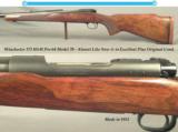 WINCHESTER 375 H&H MOD. 70 PRE-64- REMAINS ALMOST as NEW & ALL ORIGINAL- 1953- 98% OVERALL BLUE- WOOD FINISH at 96%- BORE is NEW- CORRECT & HONEST - 1 of 4
