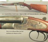 L. C. SMITH
20 BORE THAT REMAINS in ORIG. COND.- 1948- FIELD GRADE- 28" EXTRACT Bbls.- 70% ORIG. CASE COLORS- 60% Bbl. BLUE- EXC. PLUS BORES- SO - 1 of 5