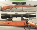 REMINGTON 375 H&H LEFT HAND CUSTOM SHOP MOD 700 SAFARI GRADE- 1985- SCHMIDT & BENDER 1.5 x 6- QUICK DETACH PIVOT MOUNTS- STEEL FLOORPLATE- 14" LO - 1 of 5