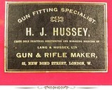 H.J. HUSSEY 12 IMPERIAL EJECTOR- 1905 PIECE THAT REMAINS in EXC. COND.- 90% ORIG. CASE COLORS- EXC. PLUS BORES- 30" Bbls.- ORIG. BORES & CHOKES- - 8 of 8