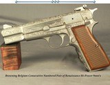 BROWNING BELGIUM RENAISSANCE PAIR - CONSECUTIVE NUMBERED PAIR of HI-POWERS - MADE in 1977 - 9mm - BOTH APPEAR UNFIRED- ADJUSTABLE SIGHT - 1 of 6