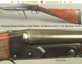 WINCHESTER 20 DELUXE GRADE- 28" Bbls. w/ EYSTER I. C. & M. CHOKES- VERY NICE FEATHER CROUCH WOOD- ENGLISH STOCK at 14 1/2"- EXC. BORES- 6 Lb - 1 of 4