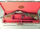 CHAPUIS 375 FLANGED MAG. N. E.- MOD. AGEX JUNGLE GRADE– EXC. WOOD– SIDEPLATES WITH AFRICAN GAME SCENES- OVERALL COND. at 99.5%- CASED- 9 Lbs. 8 Oz. - 1 of 7