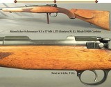 MANNLICHER SCHOENAUER 9.5 x 57 MS (.375 Rimless N.E.) CARBINE- PATENT MODEL 1910- 19 3/4" Bbl.- TOTALLY ORIG.- NEVER DRILLED or TAPPED- E - 1 of 5