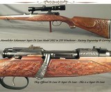 MANNLICHER SCHOENAUER 270 WIN. SUPER DE LUXE (NOT JUST a DE LUXE) MOD. 1952 CARBINE- 90% GAME SCENE ENGRAVING- A LOT of STOCK CARVING- OVERALL - 1 of 9