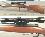 WINCHESTER 375 H&H MOD 70 PRE-64- REMAINS in EXC. COND. & ALL ORIG. EXCEPT G&H SIDE MOUNT ADDED- 1953- 96% OVERALL BLUE- WOOD at 95%- BORE as NEW - 1 of 4