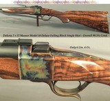 DAKOTA 7 x 57 MODEL 10 DELUXE SINGLE SHOT- EXC. ENGLISH WALNUT with GREAT CONTRAST- APPEARS NEW & UNFIRED- CASE COLORED- OVERALL 99.5% COND.- NICE - 1 of 6