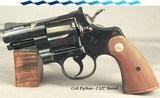 COLT PYTHON in 357 MAGNUM- 2 1/2" VENT RIB BARREL- MADE in 1973- 98% ORIGINAL ROYAL BLUE- 99.5% CONDITIONED CHECKERED WALNUT GRIPS - 1 of 4