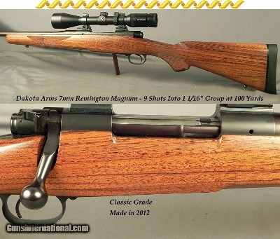 DAKOTA 7mm REM. MAG. CLASSIC GRADE- VERY ACCURATE- 9 SHOTS INTO a 1 1/16" GROUP at 100 YARDS- SWAROVSKI 3-10 x 42- TALLEY BASES & RINGS