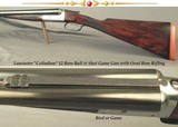 LANCASTER 12 "COLINDIAN"- BALL & SHOT OVAL BORE RIFLED GAME GUN- 1895- 1964 BIRMINGHAM NITRO PROVED 30" STEEL Bbls.- .040" WALLS - 1 of 4