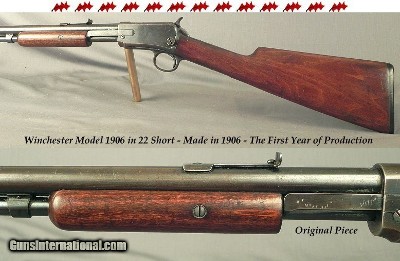 WINCHESTER 22 SHORT MODEL 1906- MADE in 1906 (THE FIRST YEAR of PRODUCTION)- #10304- TAKEDOWN- ORIG. PIECE in NICE COND- RECEIVER BLUE 50%