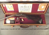STEPHEN GRANT 450 3 1/4" BPE- EXC. 1888 CLASSIC UNDERLEVER HAMMER EXP.- EXC. BORES- 85% FINE SCROLL ENGRAVING- EXC. WOOD- LOAD INFO- O&L CASE - 1 of 9