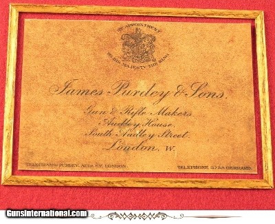 PURDEY .369 N. E.- RARE CALIBER in a PURDEY DOUBLE- GOLDEN ERA PIECE of 1935- BORES LOOK LIKE NEW- 90% ORIG. CASE COLORS- O&L TRUNK- EXC. WOOD- SOLD - Image 9 of 9
