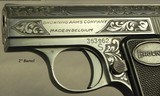 BROWNING BELGIUM 25 ACP "BABY" THAT TOTALLY APPEARS to be FACTORY ENGRAVED- MADE in 1966- 70% ENGRAVING - 2 of 6