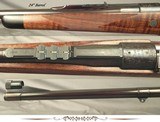 RIGBY- LONDON- 7mm REM. MAG.- MAUSER ACTION- 1988- ENGRAVED ACTION & FLOORPLATE- H&H LEVER QD MOUNTS- SWAROVSKI 3 x 10- VERY NICE WOOD- CANJAR TRIGGER - 6 of 6