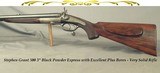 STEPHEN GRANT 500 3" BPE- VERY NICE 1879 CLASSIC UNDERLEVER HAMMER EXPRESS- EXC. PLUS BORES- 85% SCROLL ENGRAVING- 28" STEEL Bbls.- STOUT RI