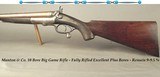 MANTON & Co. 10 BORE EXPRESS- EXC. PLUS FULL RIFLED BORES THAT ARE 9 - 9.5%- 26 1/4" DAMASCUS Bbls.- PROVED in LONDON- 10 Lbs. 4 Oz.- 2 7/8" - 1 of 7