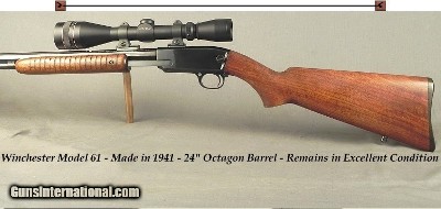 WINCHESTER MOD 61 MADE in 1941 w/ OCTAGON Bbl.- 22 L R- REMAINS in EXC. COND.- LEUPOLD 4 x12 VARI-X II- TALLEY BASES & RINGS- ORIG. BLUE at 97-98%