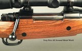 BOB EMMONS 375 WEATHERBY MAG TOTAL CUSTOM- FN MAUSER ACTION- 1/4 RIB with INTEGRAL SCOPE BASE- QD MOUNTS- 2.5 x 8 LEUPOLD- ACCURATE RIFLE- 98% COND. - 2 of 6