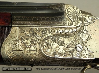 KRIEGHOFF 20 BORE 1928 SUHL BEST GRADE O/U- 99% ENGRAVING w/ GAME SCENES- 30