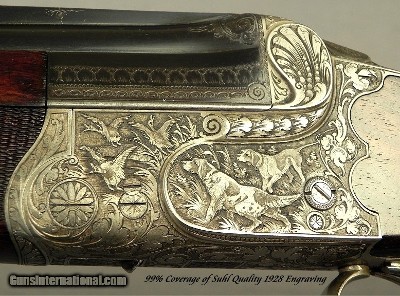 KRIEGHOFF 20 BORE 1928 SUHL BEST GRADE O/U- 99% ENGRAVING w/ GAME SCENES- 30
