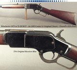 WINCHESTER MOD 1873 32-20- OVERALL an 85% CLASSIC- ORIG. & NICE- 75% ORIG. RECEIVER BLUE- Bbl. BLUE at 85%- EXC BORE- 24" ROUND Bbl.- ORIG. SIGHT - 1 of 5