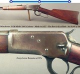 WINCHESTER 1892- 32 W.C.F. CARBINE- 1927- THE BORE is EXC.- ORIG. from BUTT to MUZZLE- 20" ROUND Bbl.- CORRECT REAR & FRONT SIGHTS- SOLID CARBINE - 1 of 5