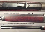 WINCHESTER MOD 1886 40-65- THE BORE IS EXC. PLUS- 26" OCTAGON Bbl.- 35% ORIG. CASE COLORS- MADE FEB. 25, 1890- ORIG. SIGHTS- VERY SOLID WOOD - 4 of 5