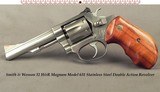 SMITH & WESSON 32 H&R MAG MOD 631 STAINLESS STEEL D A REVOLVER- 4" Bbl.- OFFERED ONLY FROM 1989 to 1992- OVERALL 99%- BORE as NEW- FACTORY GRIPS - 1 of 2