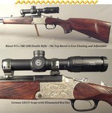 BLASER 9.3 x 74R O/U DOUBLE RIFLE- ADJUSTABLE FREE-FLOATING TOP Bbl.- MADE 1988- K95 SYSTEM w/ MOVING BREECH BLOCK- GERMAN GECO 1 x 6 SCOPE- RED DOT - 1 of 8