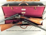 CHURCHILL 12 BORE PAIR- REGAL MODEL- MADE 1934- ASSIST EASY OPENING- ONLY 5 Lbs. 15 Oz.- 25" Bbls. with HIDDEN THIRD BITE- EXC Bbls. INSIDE & OUT