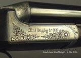 RIGBY 12 BORE PAIR of BOXLOCKS- CONSECUTIVE #'s- ORIG. OAK & LEATHER TRUNK- 28" EJECT Bbls.- DOLLS HEAD THIRD BITE- BOTH I.C. & M- EXC. BORES - 3 of 10