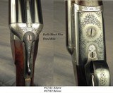 RIGBY 12 BORE PAIR of BOXLOCKS- CONSECUTIVE #'s- ORIG. OAK & LEATHER TRUNK- 28" EJECT Bbls.- DOLLS HEAD THIRD BITE- BOTH I.C. & M- EXC. BORES - 5 of 10