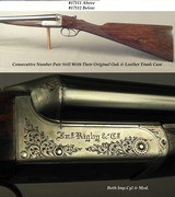 RIGBY 12 BORE PAIR of BOXLOCKS- CONSECUTIVE #'s- ORIG. OAK & LEATHER TRUNK- 28" EJECT Bbls.- DOLLS HEAD THIRD BITE- BOTH I.C. & M- EXC. BORES - 6 of 10