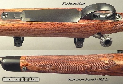 LENARD BROWNELL 7mm REM. MAG.- BROWNELL TOTAL CUSTOM- SAKO ACTION- #68 OF 129 CUSTOMS WHERE HE DID IT ALL- FLEUR-DE-LIS CHECKERING-OVERALL 96%-SOLD - Image 3 of 7