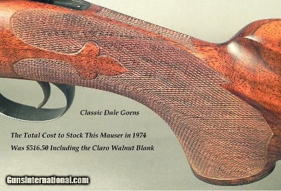 DALE GOENS 30-06- MADE in 1974- MAUSER ACTION- CLASSIC STYLE- NICE WORKMANSHIP- GOENS WRAP AROUND FLEUR-DE-LIS CHECKERING- EXC. CLARO WALNUT STOCK - Image 5 of 8