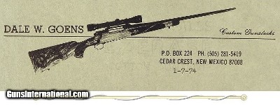 DALE GOENS 30-06- MADE in 1974- MAUSER ACTION- CLASSIC STYLE- NICE WORKMANSHIP- GOENS WRAP AROUND FLEUR-DE-LIS CHECKERING- EXC. CLARO WALNUT STOCK - Image 8 of 8