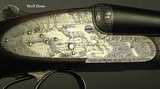 BELGIUM 16 SIDELOCK by RAICK FRERES in 1945- 98% COVERAGE of RENAISSANCE GAME SCENE ENGRAVING- MODERN LONDON PROOF in 2005- 27 5/8" EJECT Bbls. - 4 of 6