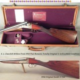 CHURCHILL 20 from 1954- TOTALLY ORIG in EXC PLUS COND- BOXLOCK EJECT w/ CHOPPER LUMP Bbls.- ORIG 95% BLUE & CASE COLORS- EXC Bbls. INSIDE & OUT-CASE - 1 of 8