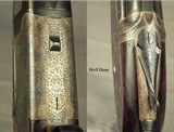 BELGIUM 12 O/U SIDELOCK EJECT- 1937- SOLD by PIRLET ARMURIERS in PARIS- 29 1/4" SOLID RIB BBLS.- NEAR EXHIBITION WOOD- 97% L. SMEETS ENGRAVED - 4 of 7