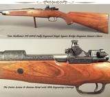 TOM SHELHAMER 375 H&H TOTAL ENGRAVED Sgl SQUARE MAG MAUSER- OUTSTANDING ENGRAVING with 98% COVERAGE on the ACTION- AS NEW- 1953 GUN DIGEST