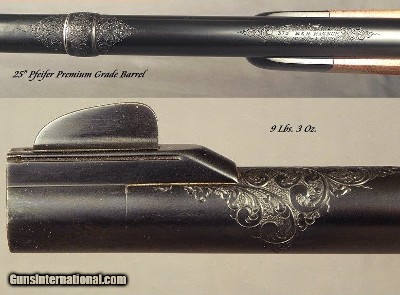 TOM SHELHAMER 375 H&H TOTAL ENGRAVED Sgl SQUARE MAG MAUSER- OUTSTANDING ENGRAVING with 98% COVERAGE on the ACTION- AS NEW- 1953 GUN DIGEST - Image 9 of 10