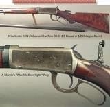 WINCHESTER 38-55 MOD 1894 DELUXE TAKEDOWN- NEW 1/2 ROUND 1/2 OCTAGON Bbl. by BRIAN DUDLEY- WITH ORIG 32 SPECIAL Bbl. - EXC DELUXE GRADE WOOD-MARBLE - 1 of 5