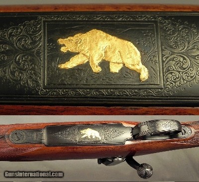 R. G. OWEN, 30-06- FULL KORNBRATH ENGRAVING- SPRINGFIELD ACTION- PERIOD GRIFFIN & HOWE SIDE MOUNT- PERIOD ZEISS SCOPE- GOLD GRIZZLY- EXC. COND.- SOLD - Image 2 of 9