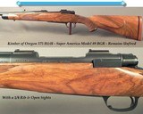 KIMBER of OREGON 375 H&H- SUPER AMERICA MOD 89 BGR- 1/4 RIB & OPEN SIGHTS- INTEGRAL DOUBLE SQUARE BRIDGE DOVETAILS- REMAINS UNFIRED- 24" BBL. - 1 of 5