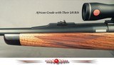 DAKOTA 375 WEATHERBY MAG AFRICAN GRADE- REMAINS in EXC PLUS COND- EXC ENGLISH WALNUT- 1/4 RIB w/ OPEN SIGHTS- LEICA 1.75 x 6- TALLEY BASES & RINGS - 5 of 5