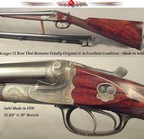 GEYGER 1938 TOP QUALITY SUHL MADE 12 BORE 2 Bbl. SET BOXLOCK EJECT- TOTALLY ORIG & EXC COND- A VERY WELL KEPT-PIECE- EXC ENGRAVING & WOOD- NICE