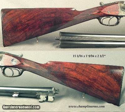 GEYGER 1938 TOP QUALITY SUHL MADE 12 BORE 2 Bbl. SET BOXLOCK EJECT- TOTALLY ORIG & EXC COND- A VERY WELL KEPT-PIECE- EXC ENGRAVING & WOOD- NICE - Image 3 of 5