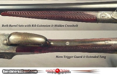 GEYGER 1938 TOP QUALITY SUHL MADE 12 BORE 2 Bbl. SET BOXLOCK EJECT- TOTALLY ORIG & EXC COND- A VERY WELL KEPT-PIECE- EXC ENGRAVING & WOOD- NICE - Image 5 of 5